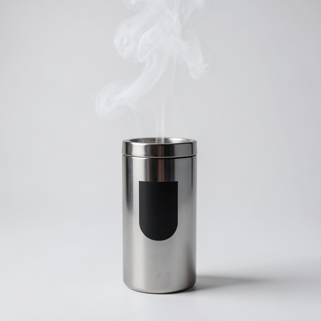 Aroma Buhar marka logosu, sıcak tonlarda dairesel amblem